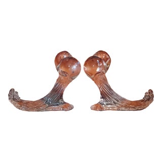 Mid-Century Heisey Glass Pouter Pigeon Figurines - A Pair For Sale
