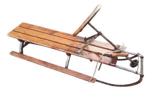 Pre-War Ice Sleigh with Brake and Steering Wheel, 1920s