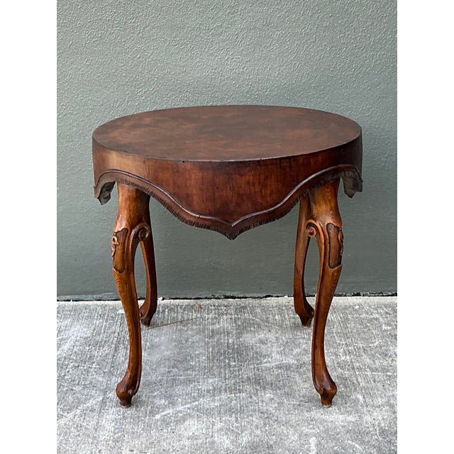 French Provincial Vintage Hand Carved Swag Side Table For Sale - Image 3 of 12