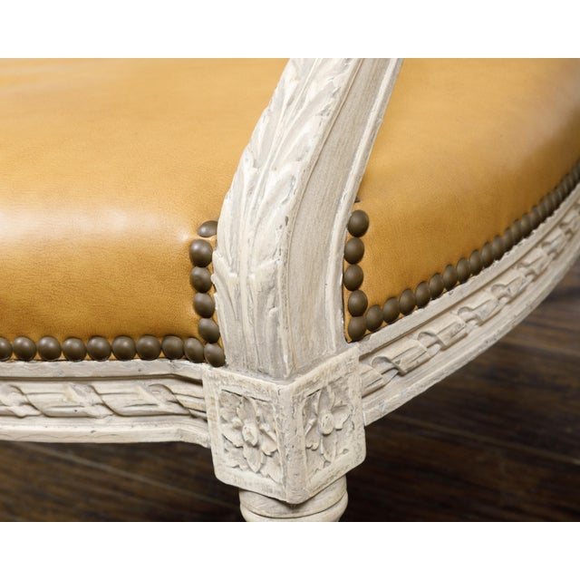 Set of Four French Louis XVI Style 1900s Oval Back Painted and Carved Armchairs For Sale - Image 10 of 12