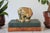 Vintage brass elephant desktop pen or pencil holder. Made in Taiwan. Makers mark on bottom. Patina.