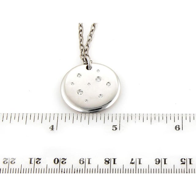 Mid 20th Century Tiffany & Co Etoile Diamonds 18k White Gold Disc Pendant 24" Long For Sale In Miami - Image 6 of 6