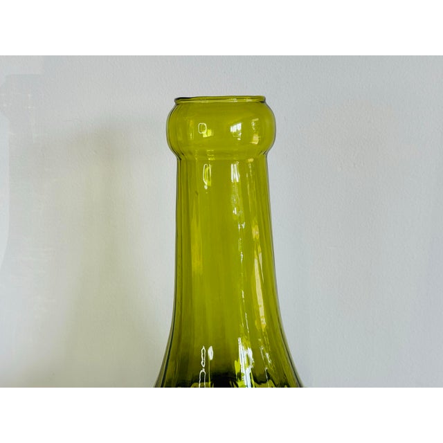 Mid-Century Modern Vintage 1960s Olive Green Glass and Iron Cased Square Vase For Sale - Image 3 of 5