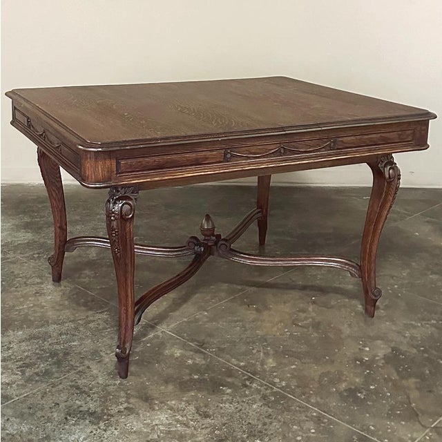 Antique Country French Louis XVI Oak Writing Desk ~ Game Table For Sale - Image 4 of 16