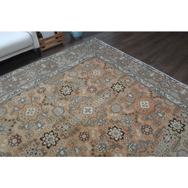1960s Vintage Persian Handmade Wool Cotton Light Brown Area Rug For Sale In San Francisco - Image 6 of 11
