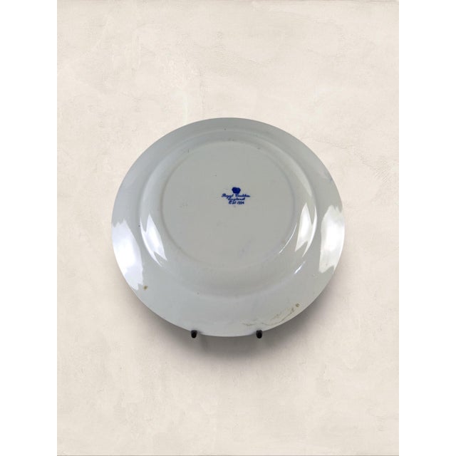 Royal Blue Antique English Royal Croydon 'Cromer' Blue Transferware Side Plates (5 Of) For Sale - Image 8 of 11