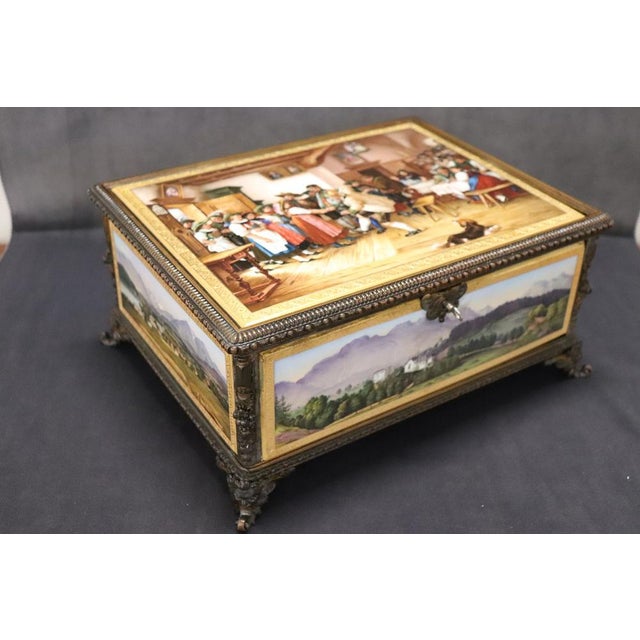 Metal 19th Century Bronze MountedHand Painted Porcelain Casket from KPM For Sale - Image 7 of 18
