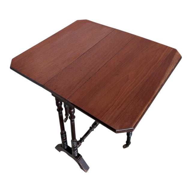 Wood Small Victorian Teak and Mahogany Gateleg Side Table, 1890s For Sale - Image 7 of 10