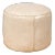 Beige Round Leather Ottoman For Sale