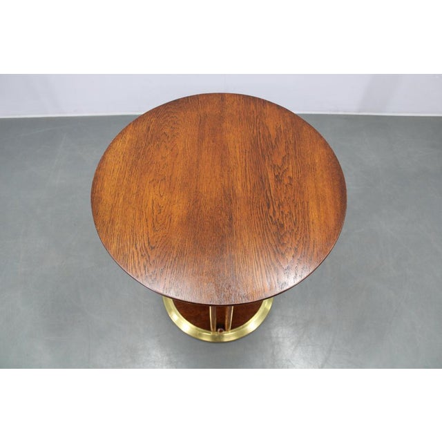 Vienna Secession Coffee Table in Oak and Brass attributed to Josef Hoffmann, Czechoslovakia, 1920s For Sale - Image 9 of 15