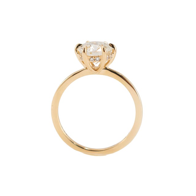 14k Yellow Gold 1.58ctw Lab Grown Round Diamond Hidden Halo Engagement Ring, Size 5.5 For Sale In Houston - Image 6 of 10
