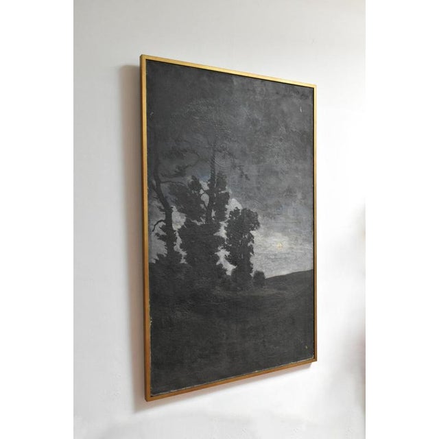 Landscape at twilight painting, XIXth c. Oil on canvas depicting a landscape at sunset, signed Julien Dejardin, 1895....