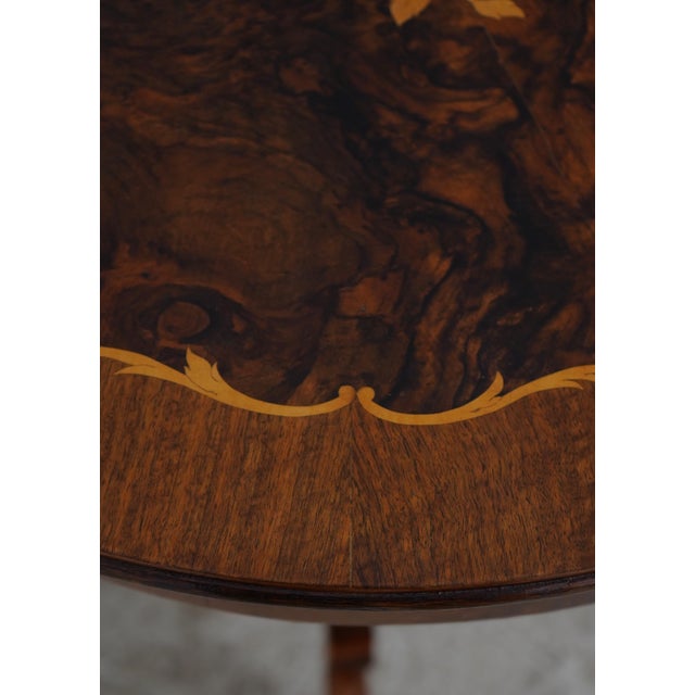 Vintage Italian Inlaid Walnut Round Lamp Table For Sale - Image 4 of 14