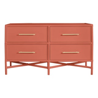 David Francis Furniture for Chairish Verona Four-Drawer Dresser, Baked Terra Cotta For Sale