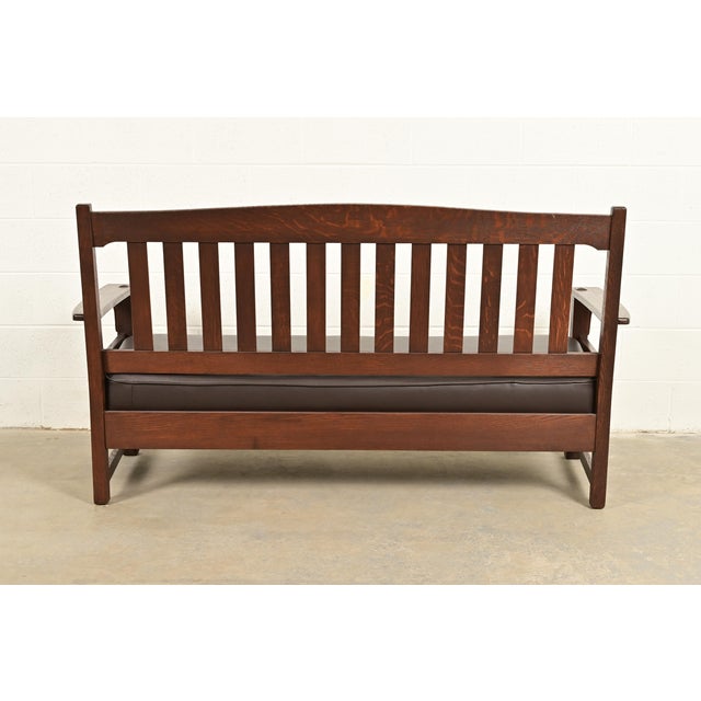 Limbert Antique Mission Oak Arts & Crafts Settle Sofa, Circa 1910 For Sale - Image 16 of 17