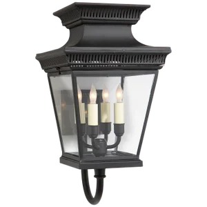 Chapman & Myers for Visual Comfort Signature Elsinore Medium Bracket Lantern in Black with Clear Glass