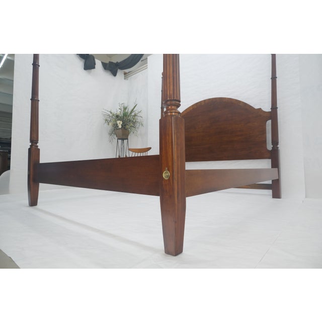 Mahogany King Size Banded Headboard Poster Bed w/ Turned Finials MINT! For Sale - Image 13 of 15