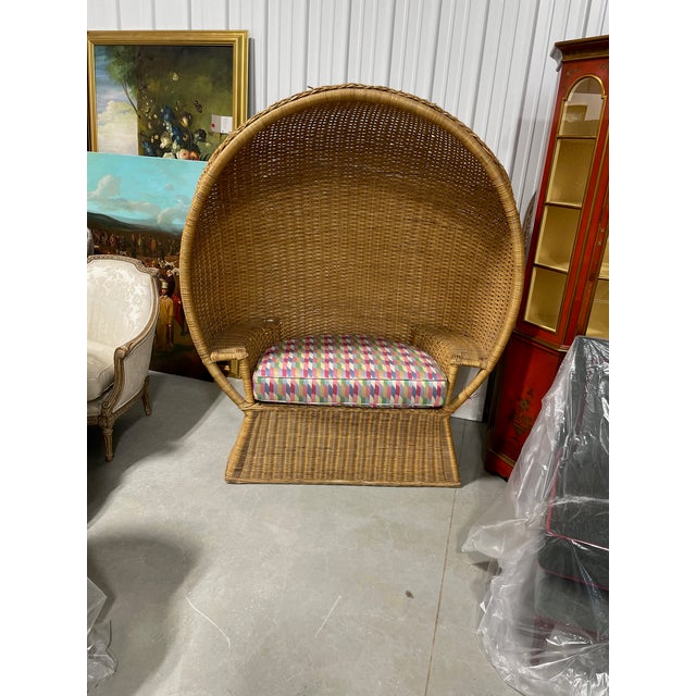 Early 20th Century Woven Willow and Rattan Hooded Settee For Sale - Image 9 of 9