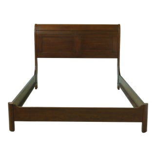 Crescent Queen Size Cherry Sleigh Bed For Sale