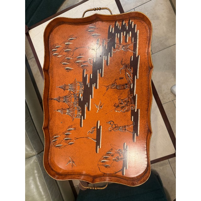 Chinoiserie Hand Painted Chinoiserie Tray Table For Sale - Image 3 of 16