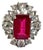 Bochic "Orient" Emerald Cut Ruby & White Topaz Ring Set In 18K Gold & Silver For Sale