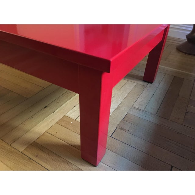 Modern Furniture Co. Group One Red Porcelain Enamel Coffee Table For Sale - Image 3 of 4