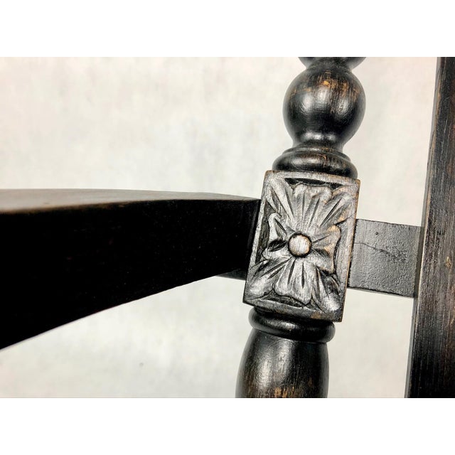 Italian Ebonized Oak Folding Armchair, 1800s For Sale - Image 10 of 15