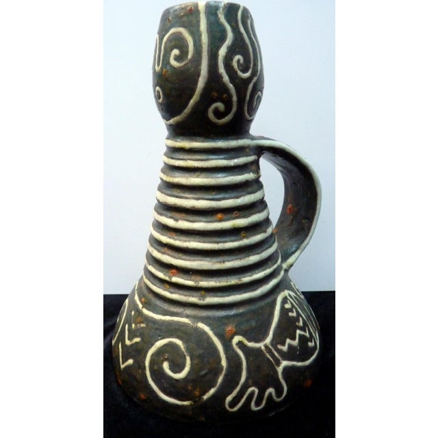 Mid-Century Modern Signed Mid-Century Modern Brutalist Romanian Studio Pottery Vase Pm 1413 For Sale - Image 3 of 8
