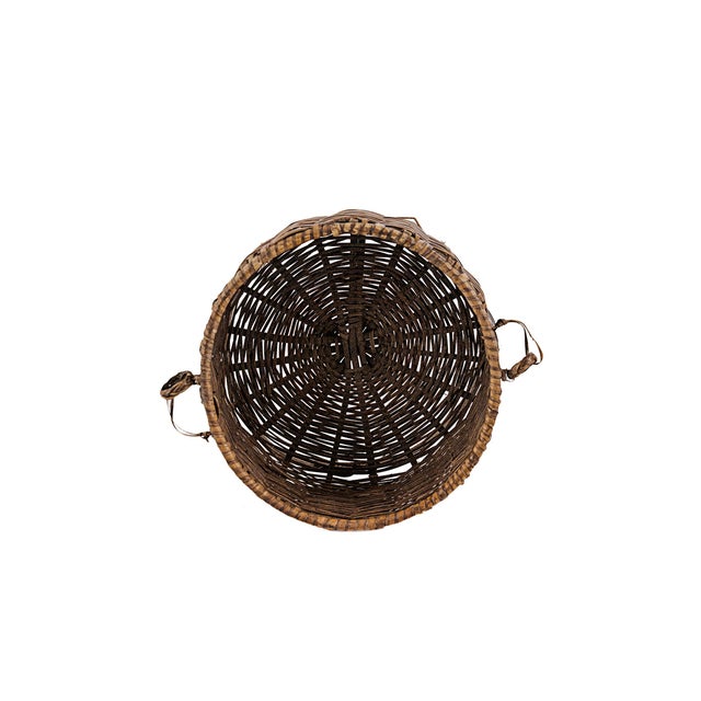 Chestnut Vintage Antique Small 2 (Two) Tier Chinese Wedding Basket With Linked Lid For Sale - Image 8 of 15