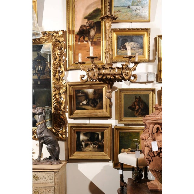 Early 20th Century French Five-Light Foliage Themed Giltwood Carved Chandelier For Sale - Image 4 of 10