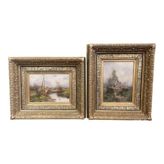 19th Century Landscapes Paintings Signed Dupuy for E. Galien-Laloue, Set of Two For Sale