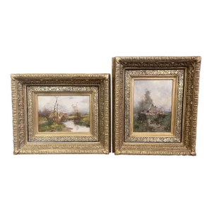 19th Century Landscapes Paintings Signed Dupuy for E. Galien-Laloue, Set of Two