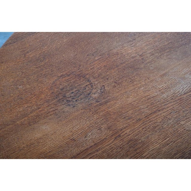 Brutalist Oak Dining Table with Two Extension Leaves, Denmark, 1960s For Sale - Image 6 of 13