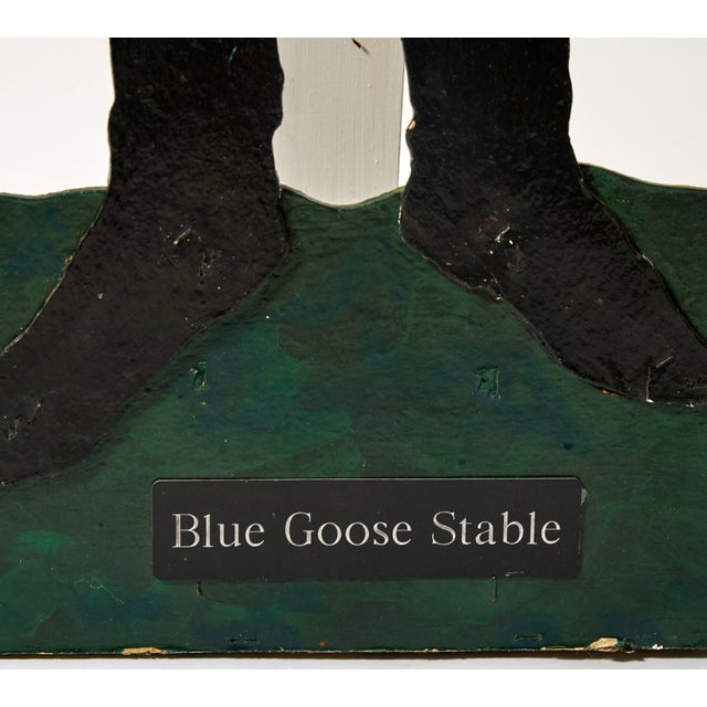 Wood Blue Goose Stable Painted Wood Silhouette of a Jockey W/ Whitney Silks Collection of Marylou Whitney For Sale - Image 7 of 7