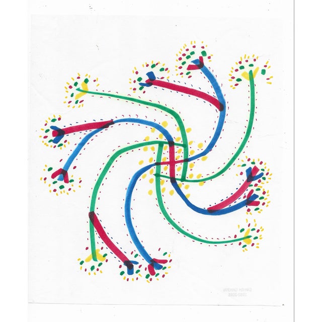Watercolor and marker by California minimalist abstract painter Dimitri Grachis (1932-2021). Grachis owned the Spatsa...