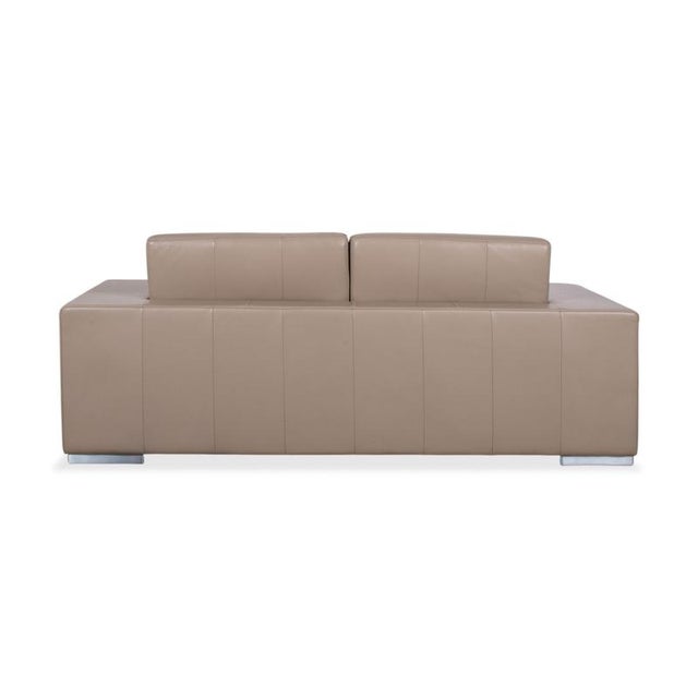 Rolf Benz Three-Seater Leather Sofa, Cream Beige Couch For Sale - Image 6 of 8