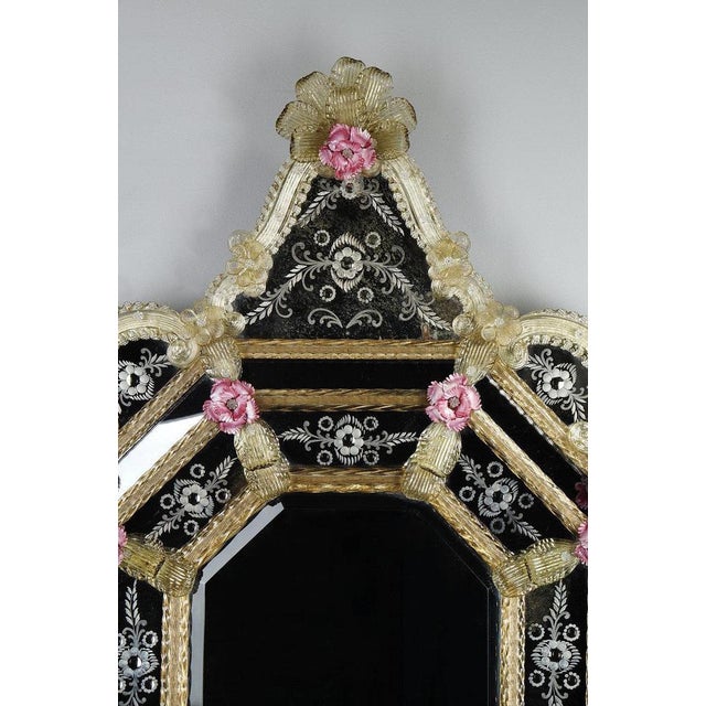 Rococo Early 20th Century Octagonal Mirror with Murano Glass Beads, 1910s For Sale - Image 3 of 18