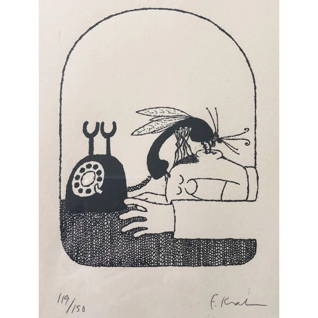 Mid 20th Century Phone Bug Etching, Framed For Sale - Image 5 of 5