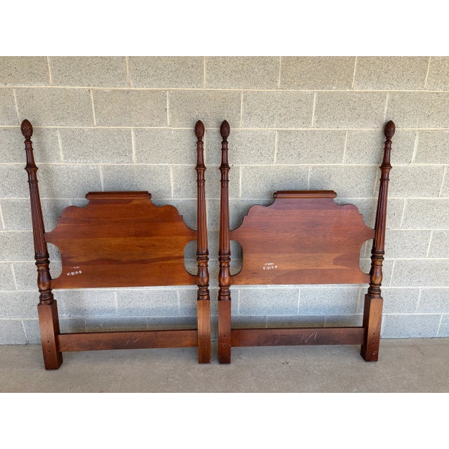 Statton New Market Finish New England Style Cherry Twin Headboards - A Pair For Sale - Image 15 of 16