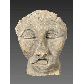 Gallic Sculpture, Celtic Votive Head in Limestone, 2nd-1st Century BC, Archaeology For Sale
