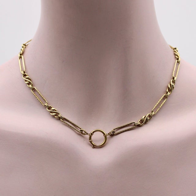 1990s Vintage Victorian Inspired 14k Gold Fancy Link Chain For Sale - Image 5 of 5