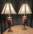 This is a rare, Monumental pair of mid-century 32” table lamps. Feature exquisite Japanese Moriage Porcelain in a vibrant...