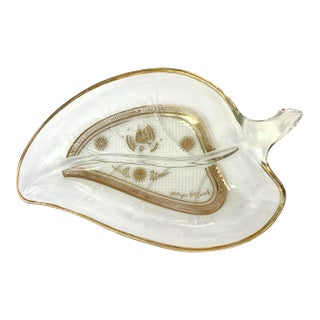 1960's Gold Overlay Glass Divided Candy Dish by George Briard For Sale