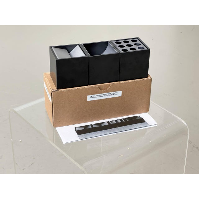 Black Desk Set by Bruno Munari for Danese Milano, 1980s, Set of 3 For Sale - Image 8 of 8