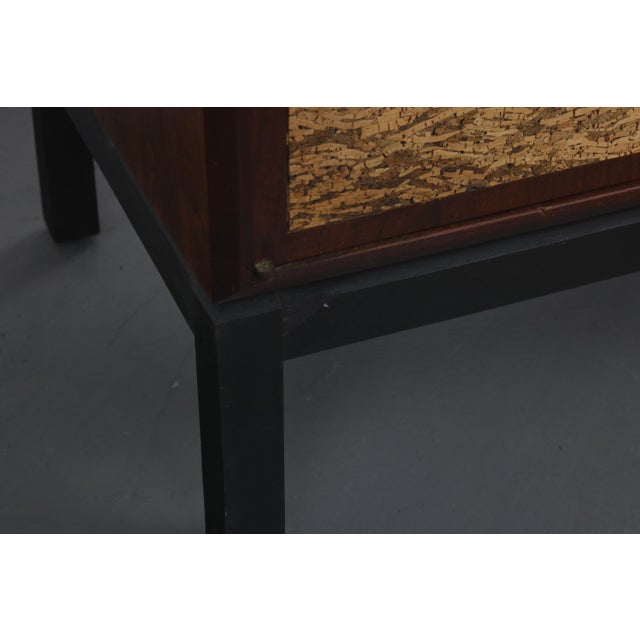 Wood Small Credenza Record Cabinet by Founders in Walnut with Cork Front For Sale - Image 7 of 9
