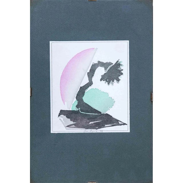 Mario Surbone, Black Flower, Original Drawing, 1987 For Sale - Image 3 of 3