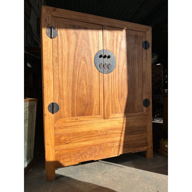 Mid 20th Century Mid 20th Century A Large Chinese Carved Wood Camphorwood Cabinet For Sale - Image 5 of 12