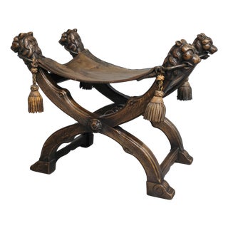 Walnut X Framed Stool, 1880s For Sale