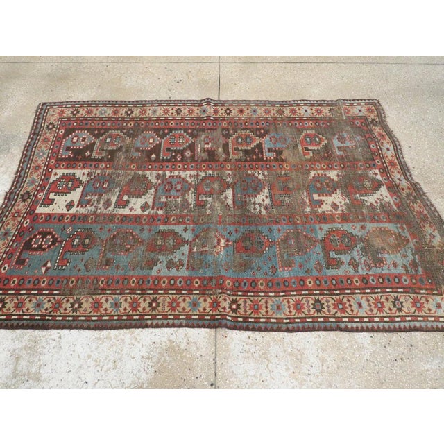 Galerie Shabab Collection Early 20th Century Distressed Caucasian Kazak Rug For Sale In New York - Image 6 of 10