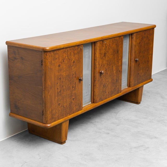 Brown Mobile Sideboard in Wood and Glass, 1940s For Sale - Image 8 of 14